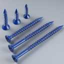 35Pcs 1/4 x 3-1/4 Inch Concrete Screws Anchor with Drill Bit, Blue Flat Head Masonry Brick Stucco Cement Block Screws, Diamond Point