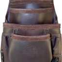 Graintex OS2220 10 Pocket Oil Tanned Leather Nail & Tool Pouch Dark Brown Color for Constructor/Electrician/Plumber