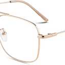 LINVO Fake Glasses Non-Prescription Clear Lens Metal Frame Fashion Eyewear for Women Men