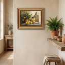 Vintage Gold Framed Canvas Wall Art, Country Kitchen Painting Picture Wall Decor, Lemon Kitchen Poster Print Artwork for Living Room Bedroom Kitchen Home Decoration 16x24in