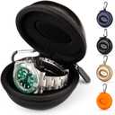 HELMDY Single Watch Travel Case: Portable Watch Box Organizer Travel Watch Case 1 Slot for Men & Women - Fits all Wristwatches & Smart Watches up to 50mm (Black）