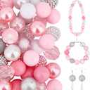PH PandaHall 50pcs 20mm Bubblegum Beads Pink Chunk Pen Beads Acrylic Focal Beads Large Loose Beads Round Beads for Pen Wedding Garland Jewelry Bracelet Necklace Pen Bag Chain Making