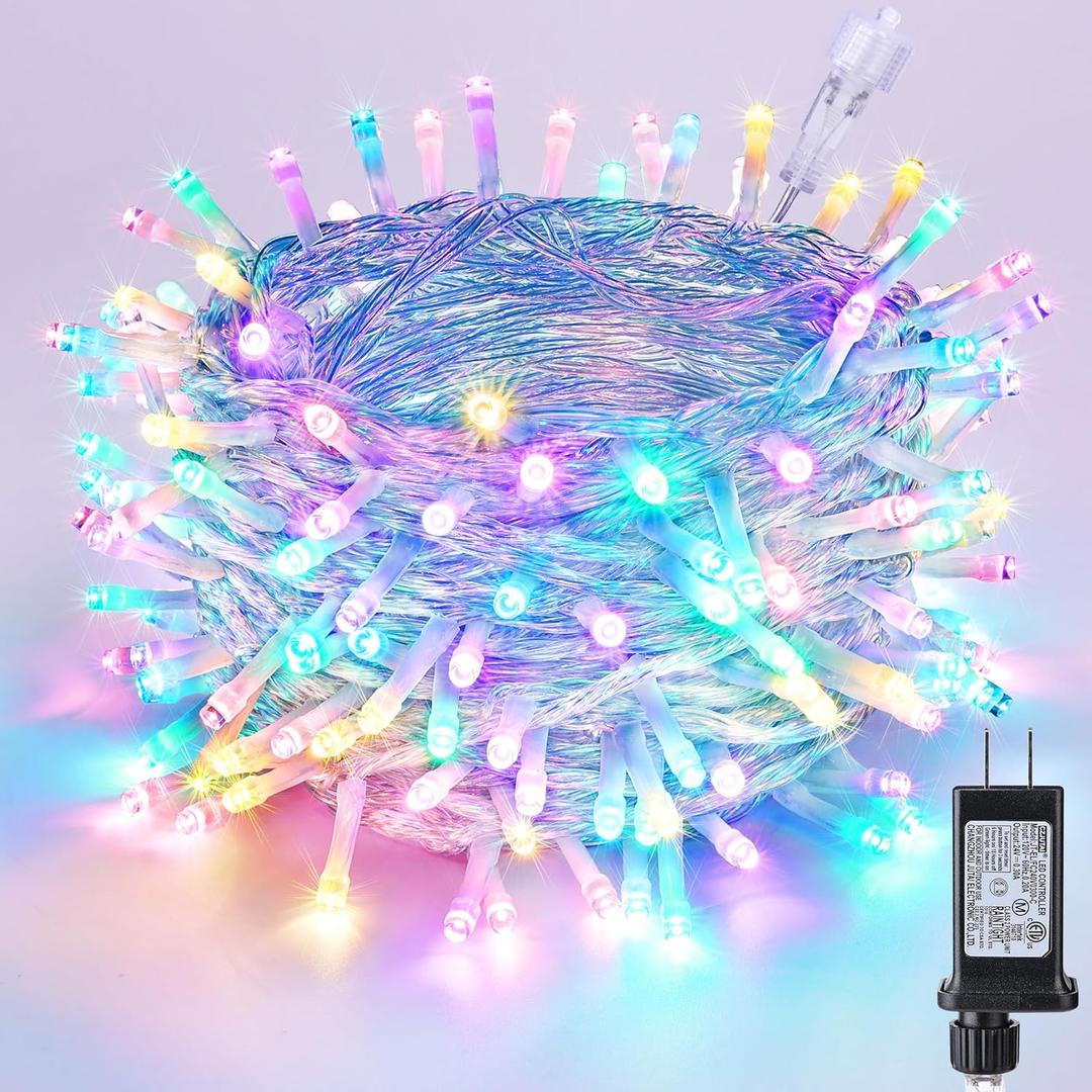 Joomer Easter String Lights 65FT 200 LED String Lights with 8 Modes Timer Connectable Waterproof Plug-in Indoor Outdoor Pastel Fairy lights for Easter Decorations