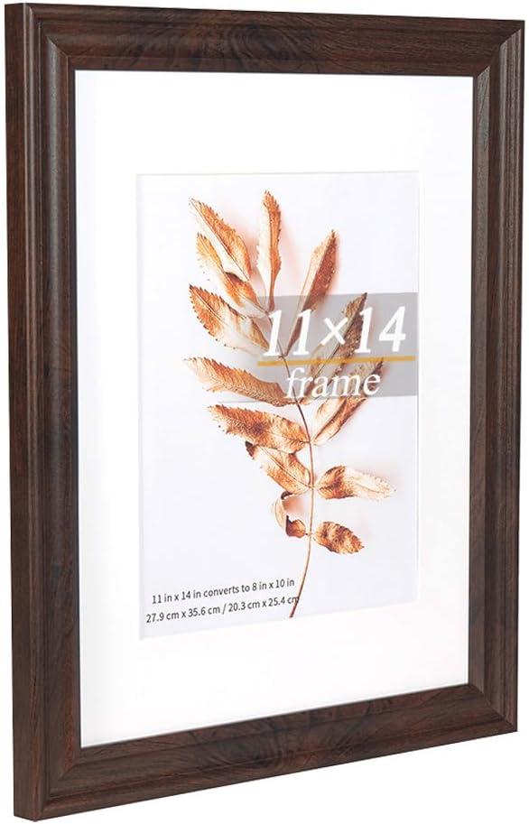 11x14 Picture Frames Rustic Brown Wood Pattern Photo Frames, for 8x10 with Mat or 11x14 Without Mat Gallery Wall Display Wood Frame 1Pack
