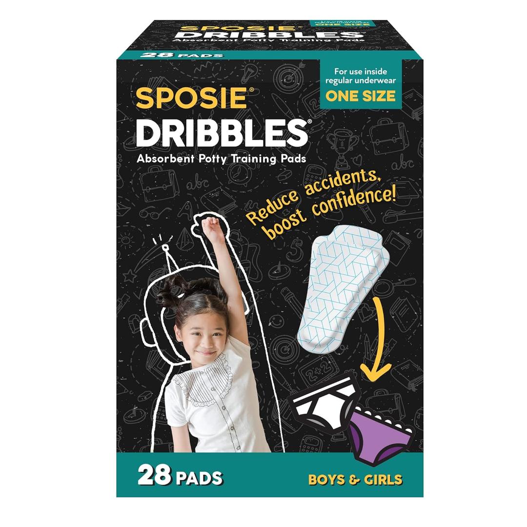 Sposie Dribbles  Turn Any Underwear Into Potty Training Underwear | Training Pads Reduce Messes and Laundry | A Faster Cleaner Easier Solution | Use with Toilets, Seats, Charts, and Stickers | 28ct