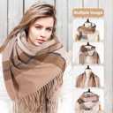 Winter Women's Scarf Long Checkered Scarf Warm, Rustic, Loose-Fitting Winter and Autumn Blanket shawl Gift
