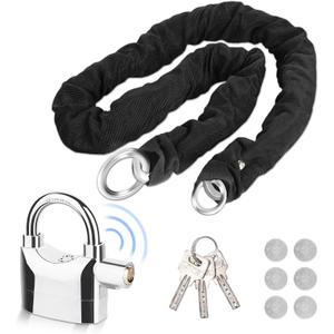 Bike Chain Lock Heavy Duty with 110dB Alarm, Bicycle Lock Heavy Duty Anti Theft Security Bike Locks with 3 Key for Bicycle, Electric Bike, Scooter, Motorcycle, Door, Gate and Fence