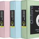 Oxford 3 Ring Binders, 2 inch ONE-Touch Easy Open D Rings, 3-Sided View Binder Covers, Binders for School, Xtralife Hinge, Non-Stick, PVC-Free, Natural Pastel, 530-Sheet Capacity, 4 Pack (79923)