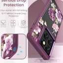 3 x for Motorola Edge 2025 Case,Moto Edge 2025 Phone Case,Military Grade Protective Slim Soft TPU+Hard PC,Girls Women Crystal Clear Flower Pattern Case Cover for Moto Edge 2025 (Purple) (Golden Shield Flower Series-Purple)