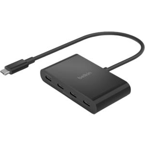 Belkin Connect USB-C to 4-Port USB-C 3.2 Gen2 Ports Hub, Multiport Adapter Dongle with 100W PD & Max 10Gbps High-Speed Data Transfer for MacBook, iPad, Chromebook, PC, and More - Black