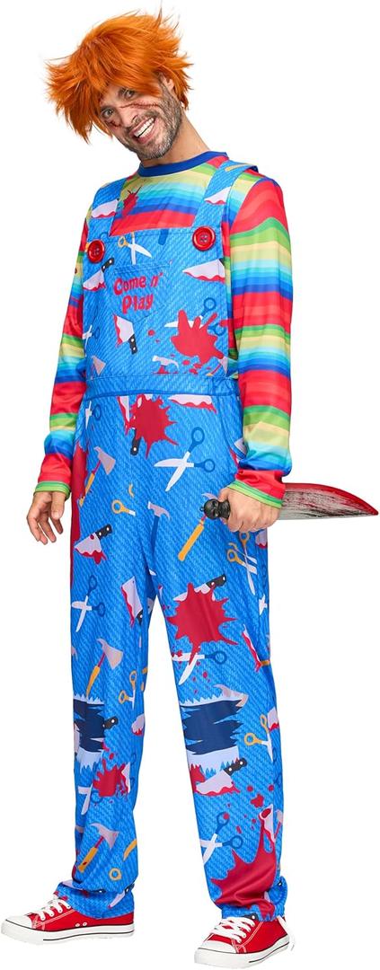 Spooktacular Creations Halloween Killer Doll Costume Men, Creepy Doll Costume Adult Men for Halloween Dress Up Party Cosplay (M)