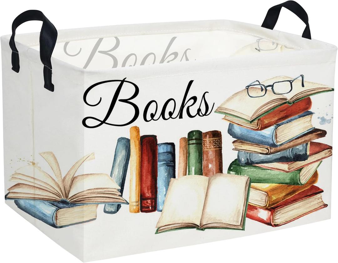 Sanjiaofeng Rectangular Kids Basket Book Storage Bins,Boys and Girls Storage Basket with Handles.Clothers,Toys,Books,Kid's Gifts Bins. (Book)