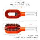 2-in-1 Detangler Hair Brush, With Built-In Mister Spray, Wet & Dry Detangling Brush for Curly, Wavy & Straight Hair | No-Tangle Anti-Frizz Hair Care Brush,Water Reservoir 50ml. (Orange)