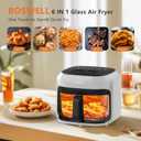 BOSWELL Glass Air Fryer, 7.5QT with Transparent Fry Bowl, Circulating Heating, Temperature Control, Air Fryer Roast, Dishwasher Safe (white)
