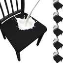 Waterproof Dining Chair Seat Covers Set of 6, Stretch Removable Dining Room Seat Covers for Dining Chairs, Kitchen, Hotel, Party (Black)