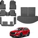 AOMSAZTO Floor Mats Compatible with Mazda CX9 CX-9 7 Seats (Non 6 Seats)(Only Fit Sport Version) 2016-2023: Full Set Floor Liners & Cargo Liner & Seat Back Mat Custom Fit All Weather Car Mats, Black