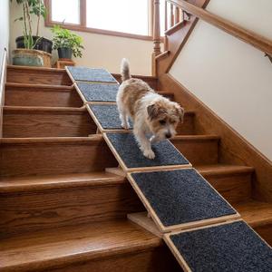 Cinnvoice 6 Packs Dog Ramp for Stairs Adjustable 5.5 to 7.48 Inch Height Foldable Wooden Pet Ramp with Non-Slip Carpet Surface for Indoor Small Dogs Cats Senior Pets (11.81 Inches/ 30 cm)