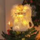 JOYIN 9'' Angel Christmas Tree Topper with Lights, Battery Operated Lightweight White Angel Treetop, Illuminated Ornament for Christmas Tree Decorations, Family, Indoor Home & Xmas Party Decorations