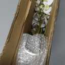 Briful Orchids Artificial Flowers 15" White Phalaenopsis Orchid with Silver Pots Real Touch Faux Orchid Plant for Home Office Living Room Table Decoration