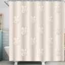 Easter Shower Curtain, 3D Tufted Bunny Embroidery Easter Spring Shower Curtain for Bathroom Waterproof Fabric with 12 Hooks Rustic Rabbit Jacquard Bathroom Decorations 72 X72 Inch (Beige)
