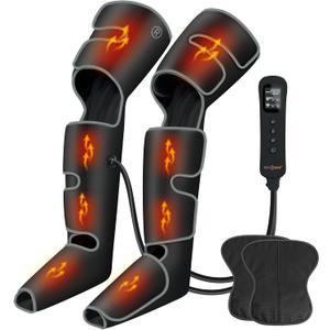 SHINE WELL Leg Massager with Heat and Compression, Leg Compression Massager for Circulation, 3 Heat 3 Modes 3 Intensities Full Leg Massager for Pain Relief and Swelling, FSA HSA Eligible