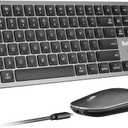 SABLUTE Bluetooth Keyboard and Mouse for Mac, KMA2 Rechargeable Full Size Wireless Combo, Quiet Scissor Keys, 3 Multi-Device Connection, Metallic Texture, Compatible for Mac, MacBook, iPad, Space Gray