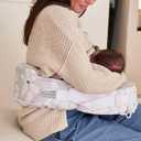 My Brest Friend Original Nursing Pillow Enhanced Ergonomics Essential Breastfeeding Pillow Support for Mom & Baby W/Convenient Side Pocket, Double Straps & Slipcover, Platinum Posies