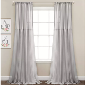 Set of 2 (84"x40") Tulle Skirt Solid Window Curtain Panels - Lush Décor Light Gray