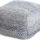 Anji Mountain Pouf Ottoman Foot Rest, Handmade Ottoman Pouf, Comfortable Foot Stool, Decorative Floor Seating for Living Room Decor, Bedroom & Home Dcor Accent - Marine, 22"D x 22"W x 16"H