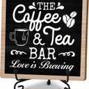 Coffee & Tea Bar Decor Signs & Table Decor, Tea Station Accessories, Themed Gifts - Wooden Desk Decor (H26)