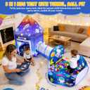 3 in 1 Rocket Ship Play Tent with Tunnel Ball Pit for Kids Space Themed Pop Up Playhouse Indoor Outdoor Astronaut Tent Set Toy Gift for Boys Girls Toddler Baby Child Games Birthday Party