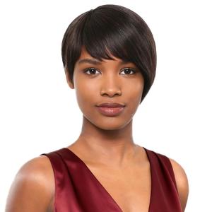 Short Wigs for Black Women, Glueless Natural Black Bob Wig Human Hair with Bangs, Machine Made Pixie Cut Wig Human Hair 1B