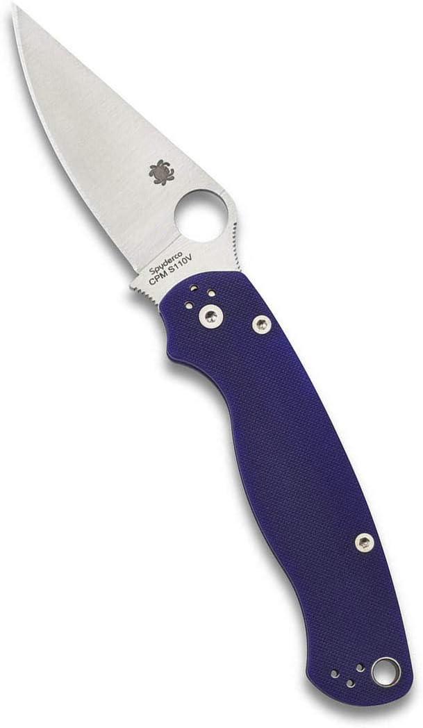 Spyderco Para Military 2 Signature Midnight Blue Knife with 3.42" CPM S110V Steel Blade and Durable G-10 Handle - PlainEdge - C81GPDBL2