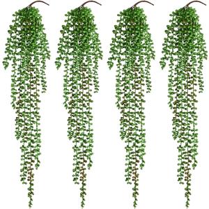 4Pcs Artificial Hanging Plants, Fake Vines Fake Hanging Plants for Outdoors UV Resistant Ivy Artificial Plants Outdoor Faux Plants Indoor Bedroom Living Room Boho Wall Porch Shelf Decor