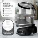 COOK WITH COLOR 3L Glass Mini Low Carb Rice Cooker Holds 2 Cups Raw/Makes 6 Cups Cooked with Auto Lift Filter Basket, Hotpot & Steamer for Rice, Grains, Digital Panel with Keep Warm, Black