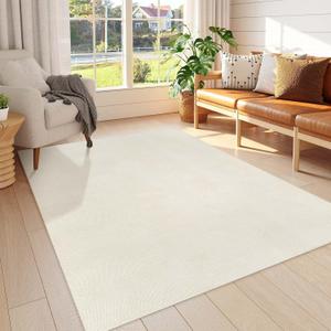 LEEVAN Washable Kitchen Rug 5' x 8', White Bathroom Rugs, Reversible Living Room Rug, Farmhouse Low Profile Bedroom Rugs, Modern Nursery Carpet for Foyer Laundry/Proch Decor