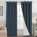 H.VERSAILTEX Linen Blackout Curtains 108 Inches Long 100% Absolutely Blackout Thermal Insulated Textured Linen Look Curtain Draperies Anti-Rust Grommet, Energy Saving with White Liner, 2 Panels, Navy