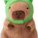 Cute Capybar Stuffed Animals with Wearable Toast headsetwear Capybar, Gifts for Kids (Frog hat)