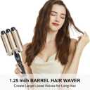 Hair Waver 1 1/4 Inch Crimper for Large Loose Waves, AIMERVO 3 Barrel Curling Iron 1.25", 15 Heat Settings 170-450F for All Hair Types, Ceramic Jumbo Curling Wand, Dual Voltage, for Mid to Long Hair
