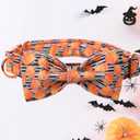 Maca Bates Halloween Collars for Dogs Cotton Soft Pumpkin Dog Collar with Metal Buckle Dog Collar with Bow Tie Adjustable for Small Medium Large Dog