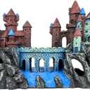 Aquarium Castle Decoration for Fish Tank Castle Cave Hideouts House Plants Supplies Accessories Safe for Freshwater and Saltwater Fish Tanks  Medium (Brown) (Age-of-Magic Wizards Castle [ Brown ])
