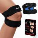 Welnove Patellar Tendon Support Strap - 2 Pack Knee Braces for Men and Women - Knee Pain Relief Adjustable Knee Strap for Running, Workout, Arthritis, Jumper, Tennis Injury Recovery (Black, L)