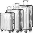 WRINGKIT 3 Pieces Clear Luggage Cover, PVC Suitcase Cover, Waterproof Dustproof Suitcase Covers Protector with Black Border for 20" 24" 28" Wheeled Luggage
