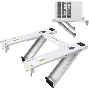 Dual Arm Window Air Conditioner Support Bracket Heavy Duty 200lbs, for 5000-22000 BTU Units, Universal Window AC Mount Units Fits Single/Double Hung Windows with Anti-Vibration Pads