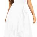 HOSIKA Girls Vintage Lace Chiffon Ruffle Sleeve A-Line Wedding Party Junior Bridesmaid Dress for Kids, White 12 Years