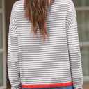 Eytino Plus Size Sweaters for Women Casual Striped Color Block Long Sleeve Round Neck Pullover Jumpers Tops(1X-5X) (Gray)