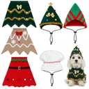 SilTriangle 3 Set Dog Christmas Costume for Small to Large, Christmas Tree, Elf, Gingerbread Man Outfits with Adjustable Hat for Xmas Cosplay Party, Holiday Photos Supplies(M)