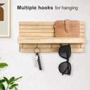 Lwenki Decorative Key Holder for Wall with Shelf, Entryway Shelf with Hooks Holds Leashes, Jackets and Glasses Sturdy Wood Keyholder Entrance Hanger with Mounting Hardware (Wood, Medium)