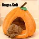 Cat Bed for Indoor Cats - Adorable Cozy Pumpkin Cat Cave with Removable Cushion, Super Soft Pet House Tent for Kittens & Small Pets, Warm & Washable Non-Slip Design(S 15 inch Grey)