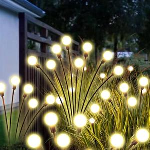 Perched helper Firefly Lights Solar Outdoor, 4-Pack 32 LED Swaying Solar Garden Lights Waterproof, 30% Brighter, Money-Saving Patio Decor, Warm White
